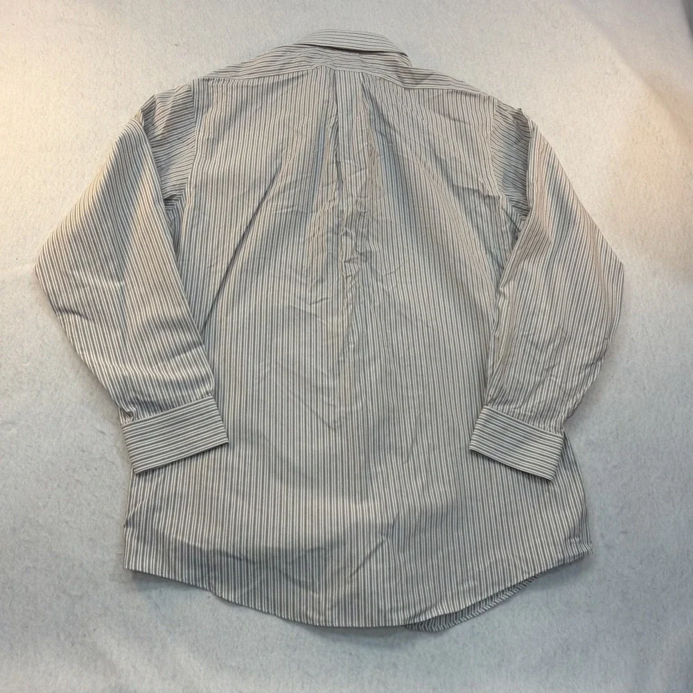 Brooks Brothers Dress Shirt Men 16/-33 Slim Fit Gray Stripes Cotton Non-Iron EUC